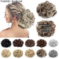 messy hair buns curly chignon hair bun synthetic hairpiece for women hair combs clip in hair extension updo brown blonde color