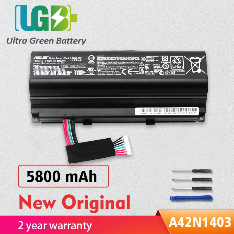 

UGB Original A42N1403 G751J-BHI7T25 Battery For ASUS ROG G751JT G751JY GFX71JY G751 4ICR19/66-2 0B110-00340000 A42LM9H A42LM93