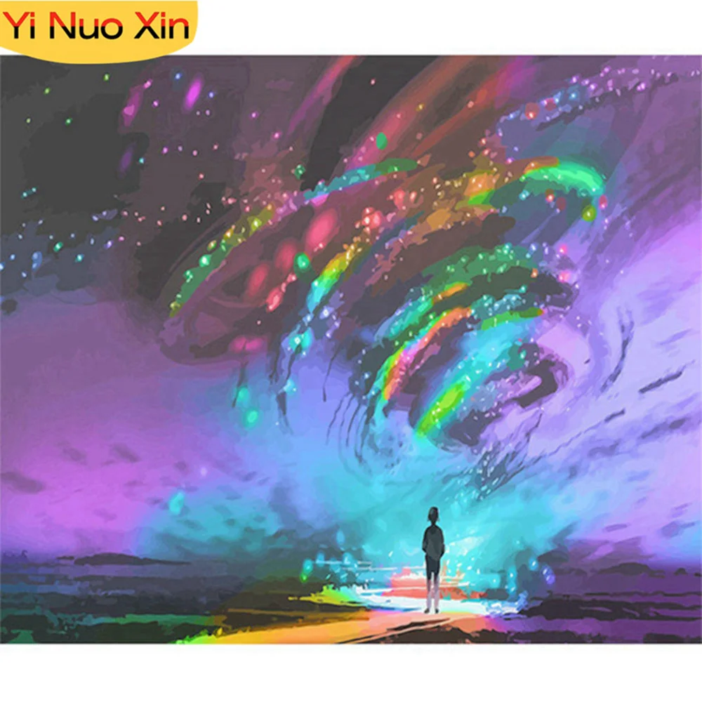 

YNX 5D Diy Mosaic Landscape Aurora Home Decor New Year Gift Cross Stitch Full Diamond Painting Embroidery Art Magic Wall Sticker