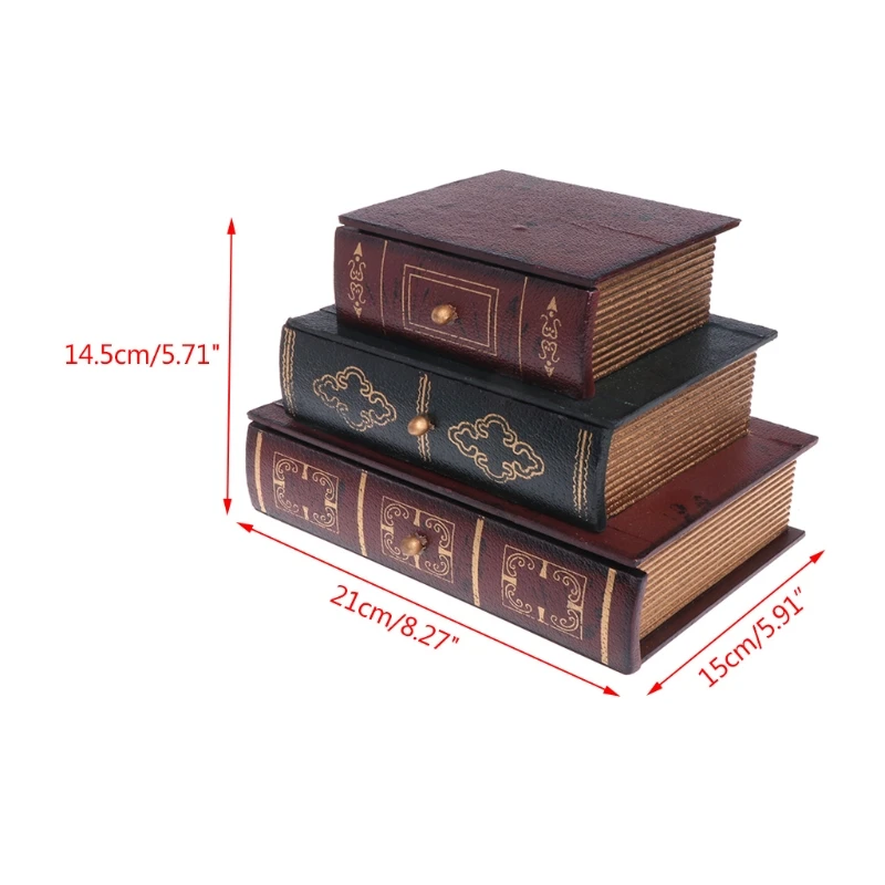 

Storage Box Desk Organizer Wooden Vintage Retro Book Design Gifts Jewelry Case Dropshipping