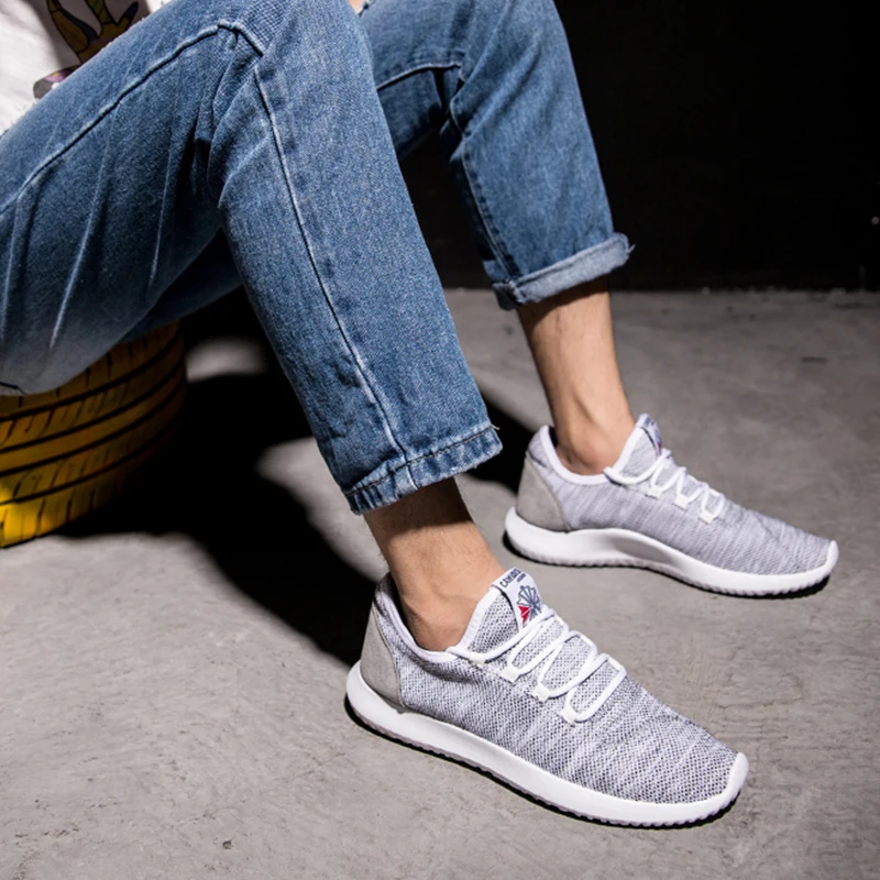 Men's Leisure Light Weight Sneakers Fashion Running Sport Shoes Comfortable Plus Size Breathable Casual Flyknit Shoe 39-47 | Обувь