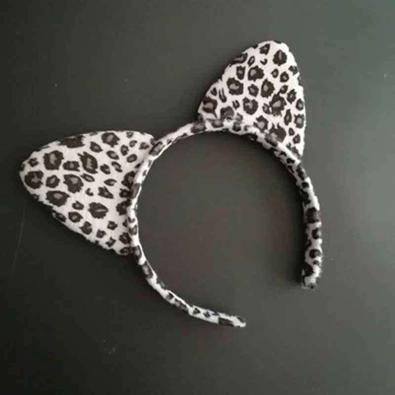 Женская повязка на голову с тигром леопардовым принтом и кошачьими ушками черная