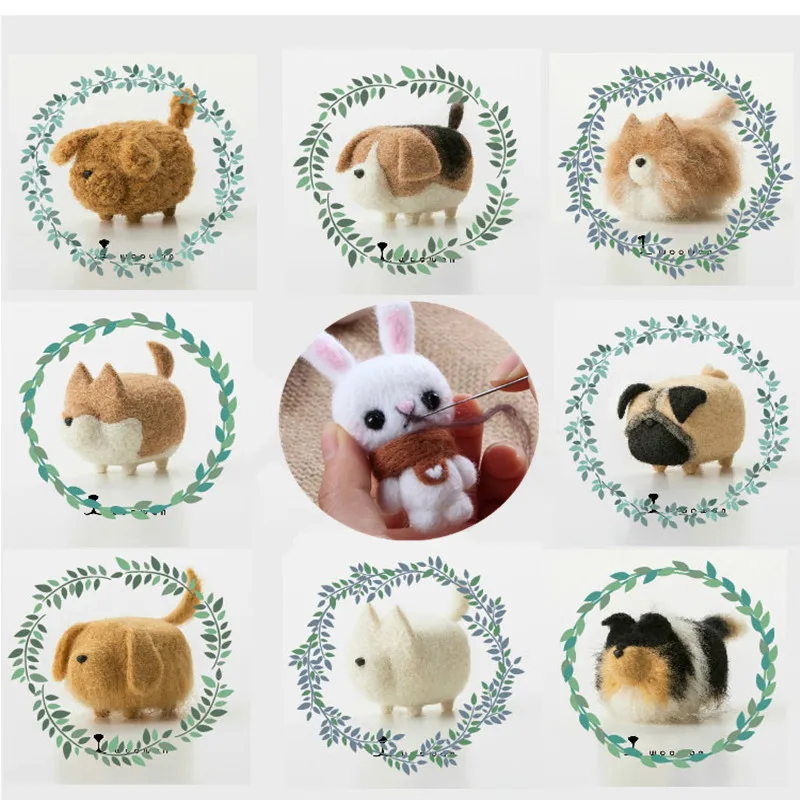

DIY Wool Felt Handmade Animal Non Finished Shiba Inu No Face Dog Felt Toy Needle Felting Tools Release Pressure Felt Craft Kit