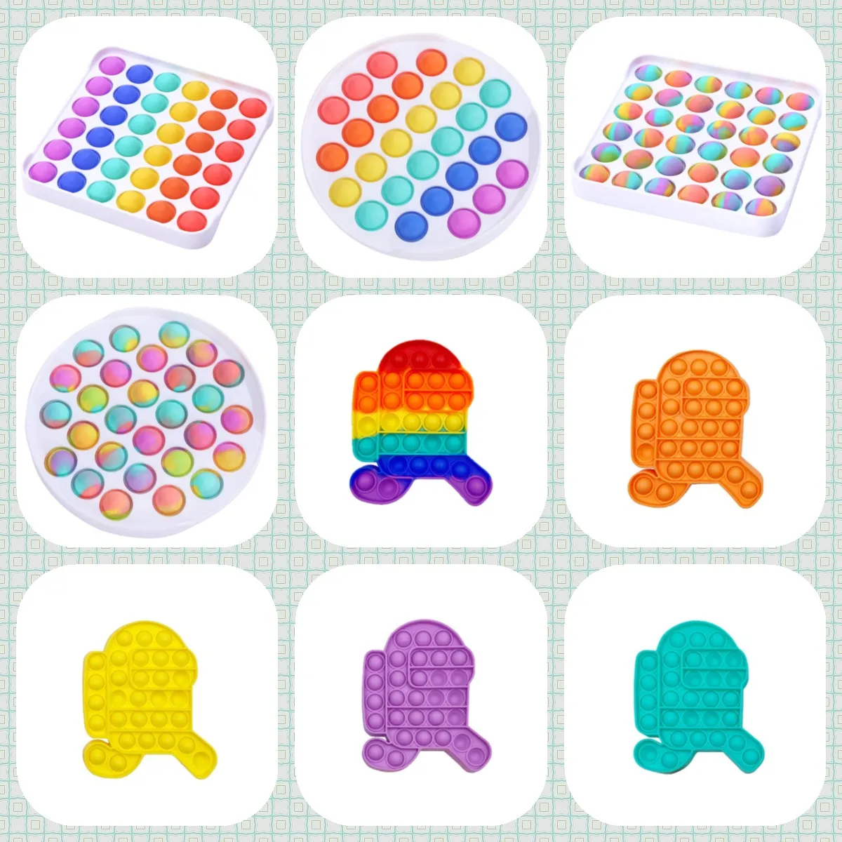 

Rainbow Bubble Pops Fidget Kids Toy Sensory Autisim Special Need Its Anti-stress Stress Relief Squishy Fidget Toy Random Color