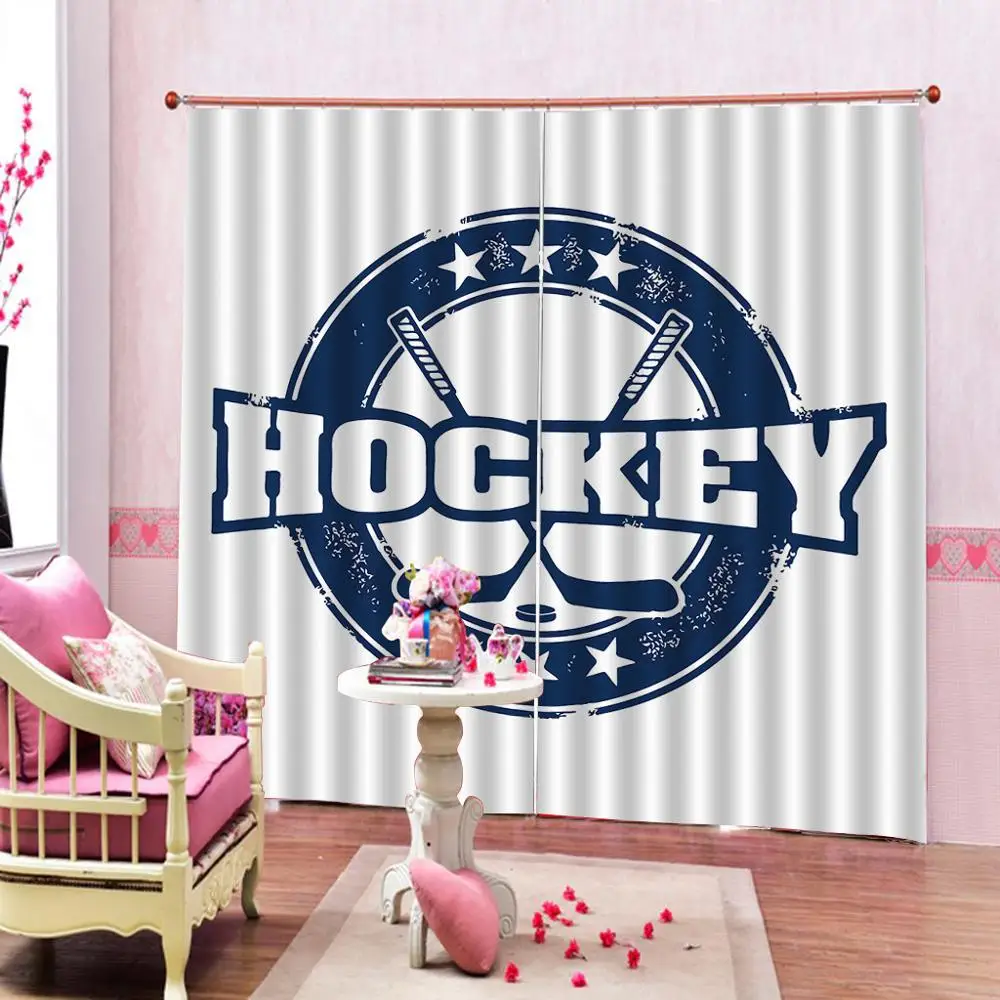 Оконная занавеска для хоккея с именем команды на заказ шторы из полиэстера
