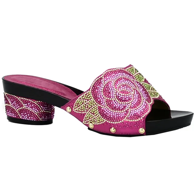Fuchsia shoes only Новое поступление Итальянская обувь с С сумочкой в одинаковом стиле в комплекте декорированные Стразы Для женщин; Летняя обувь; комплект из свадебной обуви и сумки в африканском стиле - Цвет: Fuchsia shoes only