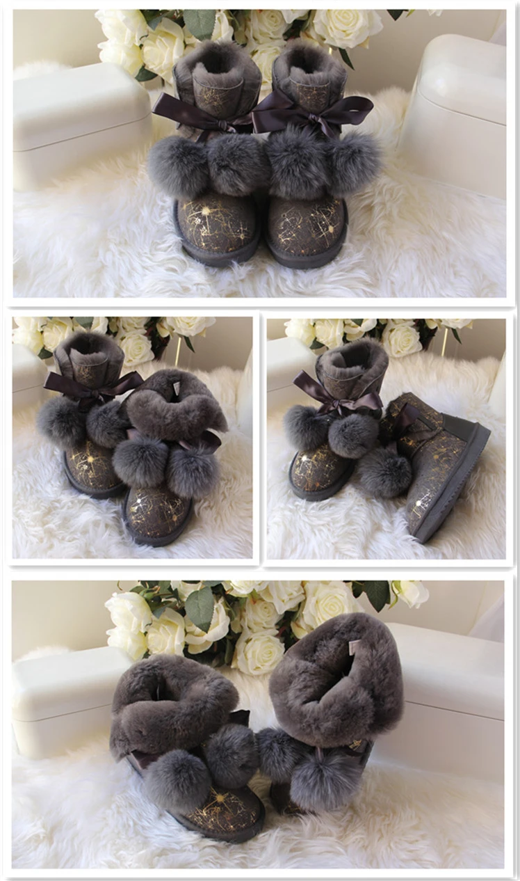 SHUANGGUN Free shipping! New Brand Natural Sheepskin Leather snow boots for women Real Wool inside lady winter warm Boots