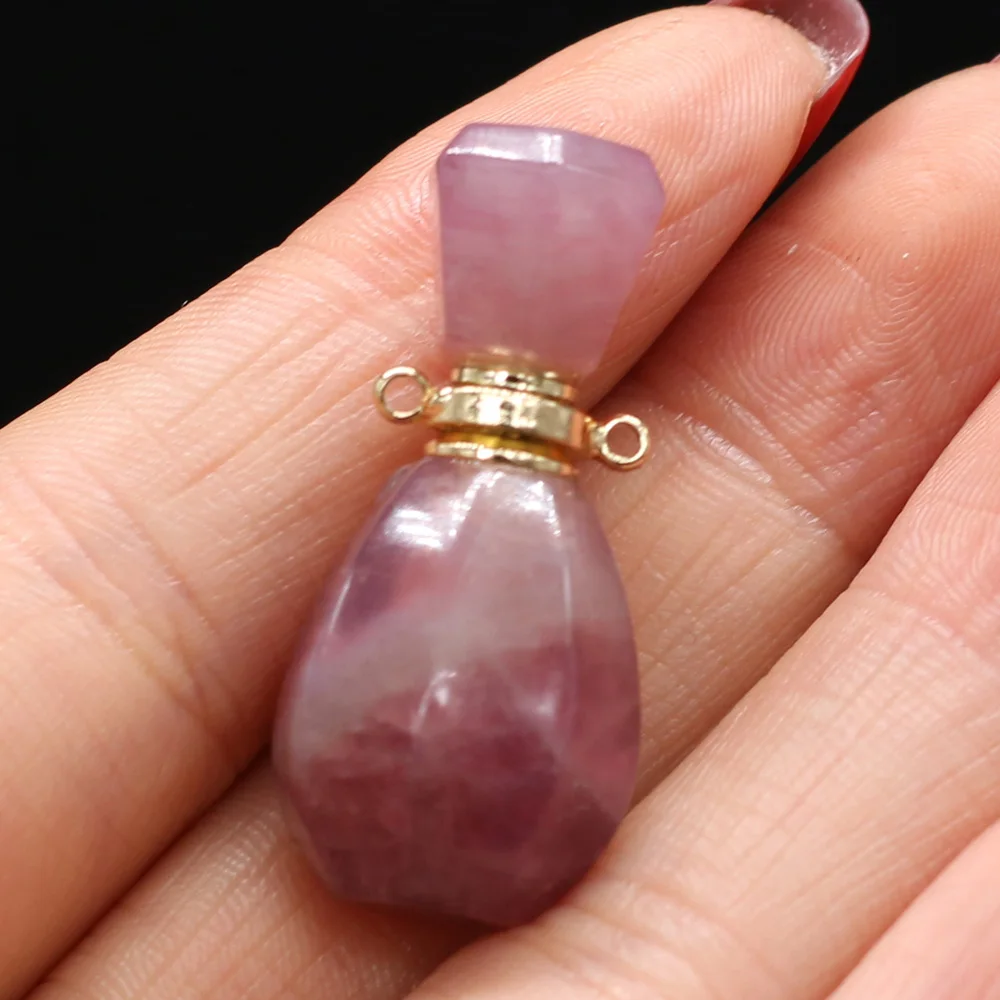 Подвеска женская из натурального камня, 15 х33 мм, в форме флакона духов, эфирного масла, мадагаскарского розового кварца