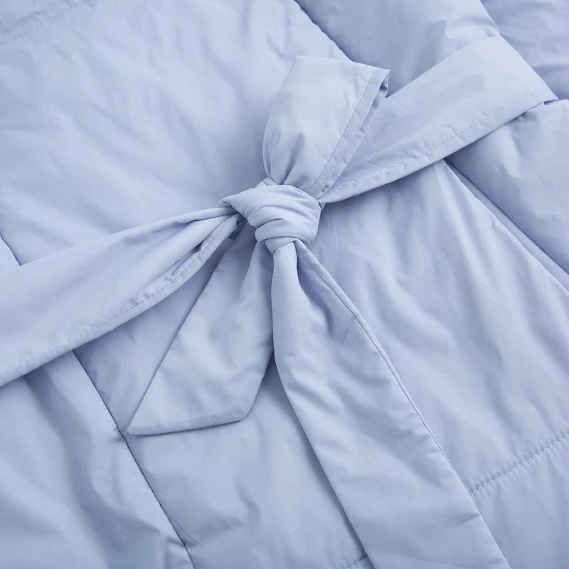 

Luzuzi Casual Blue Autumn Winter Women Long Parkas 2020 New Warm Hooded Long Sleeve Jacket Female High Street Coat With Belt