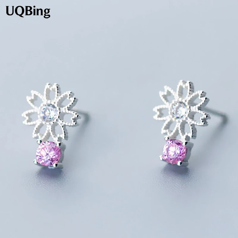 Модные женские серьги гвоздики с красивым цветком свадебные кубическим