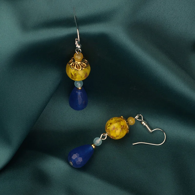 MYWINY 2019 новые желтые стеклянные глазурованные Серьги Висячие этнические