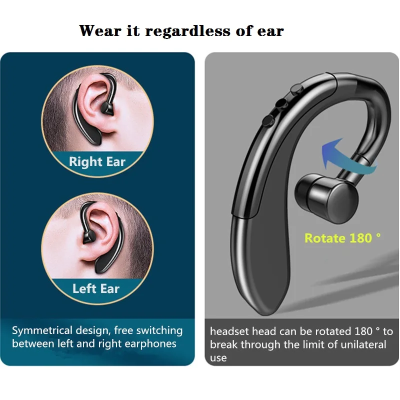 

Y10 Bluetooth 5.0 Wireless Earphones Stereo Ear Hook Sports Headphones Business Driving Handsfree Microphone Headset Sweat Proof