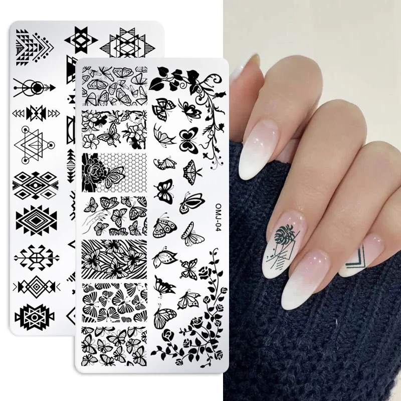 

Шаблоны для стемпинга ногтей с изображением цветов, 1 шт.