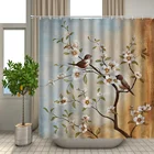 Занавеска для душа с 3d-изображением китайского Пейзажа, s, рыба, птица, слива, ветка дерева, занавеска для ванной, ткань из полиэстера, декор для ванной комнаты