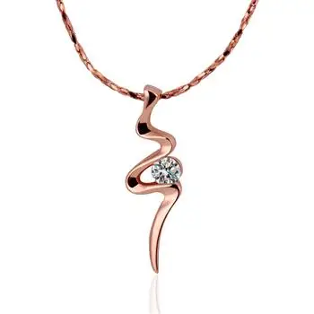 

Eco-friendly rose gold plant pendant zircon necklace N475 LKN18KRGPN475 boho chains goth kpop jewlery