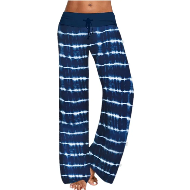 

2020 Women Loose Tie-Dye Printed Casual Wide Leg Pants Women Bottoms Pants