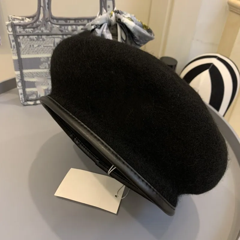 Wool Felt Winter Beret Solid Warmer Women Beanies Cap Classical French Style Beret Femme Beanies Cap Ladies Fascinator Hat