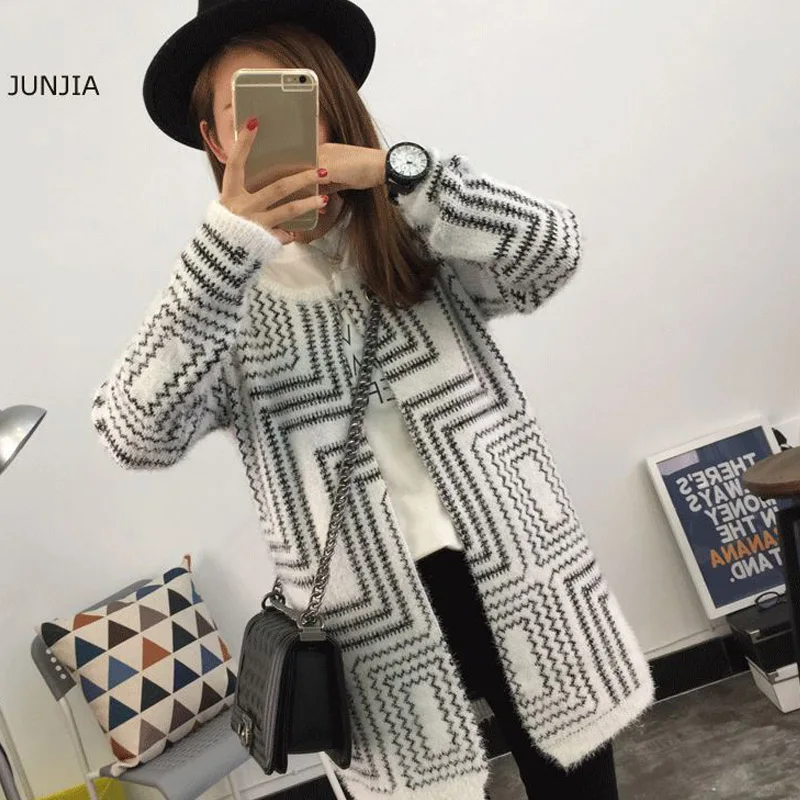 2018 Winter Cardigan Women Long Sweater Knitwear Mohair Pull Femme Korean Warm With Deer Christmas Jumper |