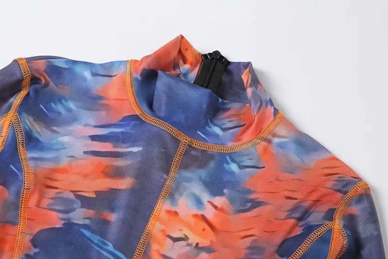 

dye print tie fitness casual jumpsuits sporty skinny zipper stretchy overalls workout fashion streetwear leisure Fitness wear