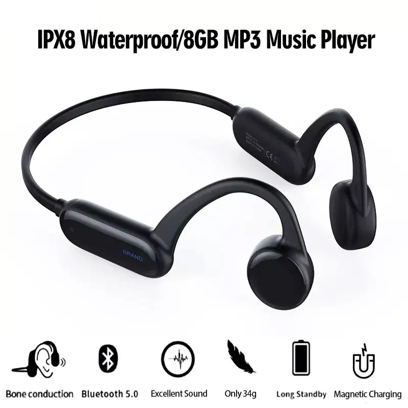 Bluetooth гарнитура Blutooth X18 для плавания 8 ГБ влагозащита IP68 5 0 костная проводимость