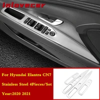 for hyundai elantra cn7 2020 2021 stainless steel matte silver window armrest switch button knob panel car styling accessories