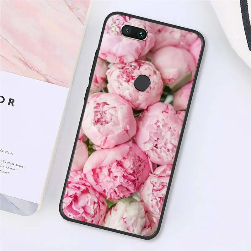 

Pink Purple Peony Flower On the Vase Phone Case For Xiaomi Redmi note 7 8 9 t k30 max3 9 s 10 pro lite Luxury brand shell
