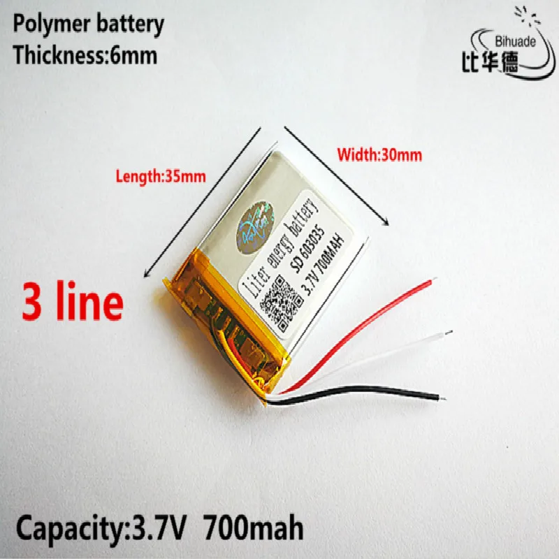 3 линии хорошее качество 7 В 700 мАч 603035 полимер литий ионный/литий ионный