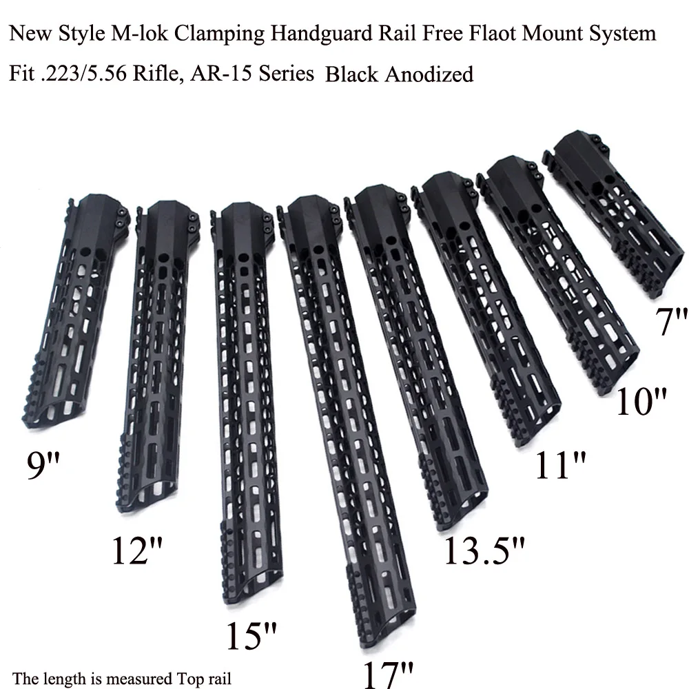 

Aplus Unique Ultralight M-lok Clamping Handguard Rail Free Float Mount System 7/9/10/11/12/13.5/15/17''inch_Black Anodized