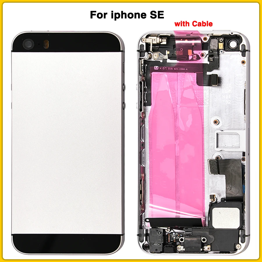 Полный Корпус чехол для iphone SE Батарея задняя крышка двери среднего шасси сменная