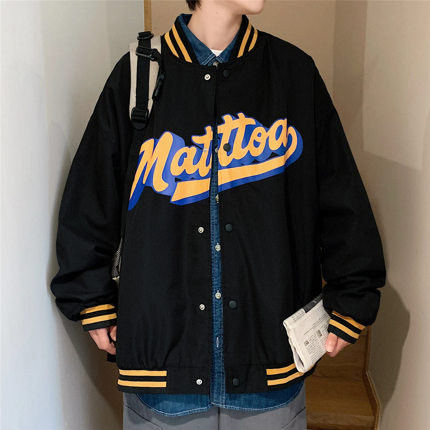 

Куртка мужская бейсбольная с винтажным принтом, модная брендовая свободная повседневная одежда, 4 спортивных стиля, осень 2021