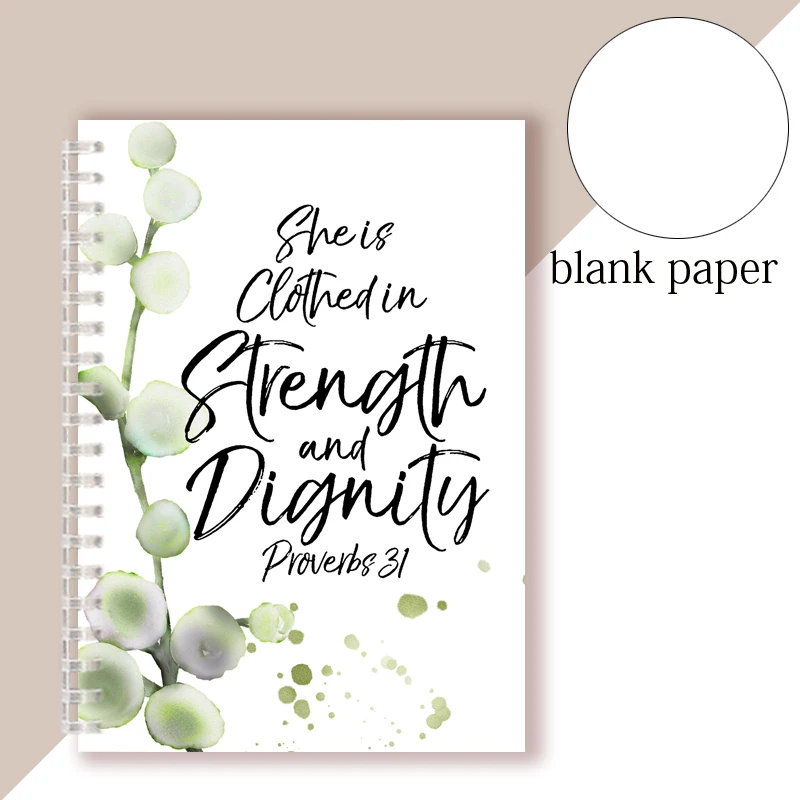 Proverbs 31:25 She is clothed with Strength and Dignity Notebook Bible Verse Diary Spiral Binder Note Book Christian Quote Faith |
