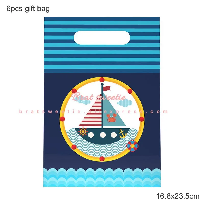 Nautical gift bag Морская тема одноразовые наборы посуды для детей день рождения украшения морской синий Лодка бумажные тарелки и стаканы вечерние принадлежности - Цвет: Nautical gift bag