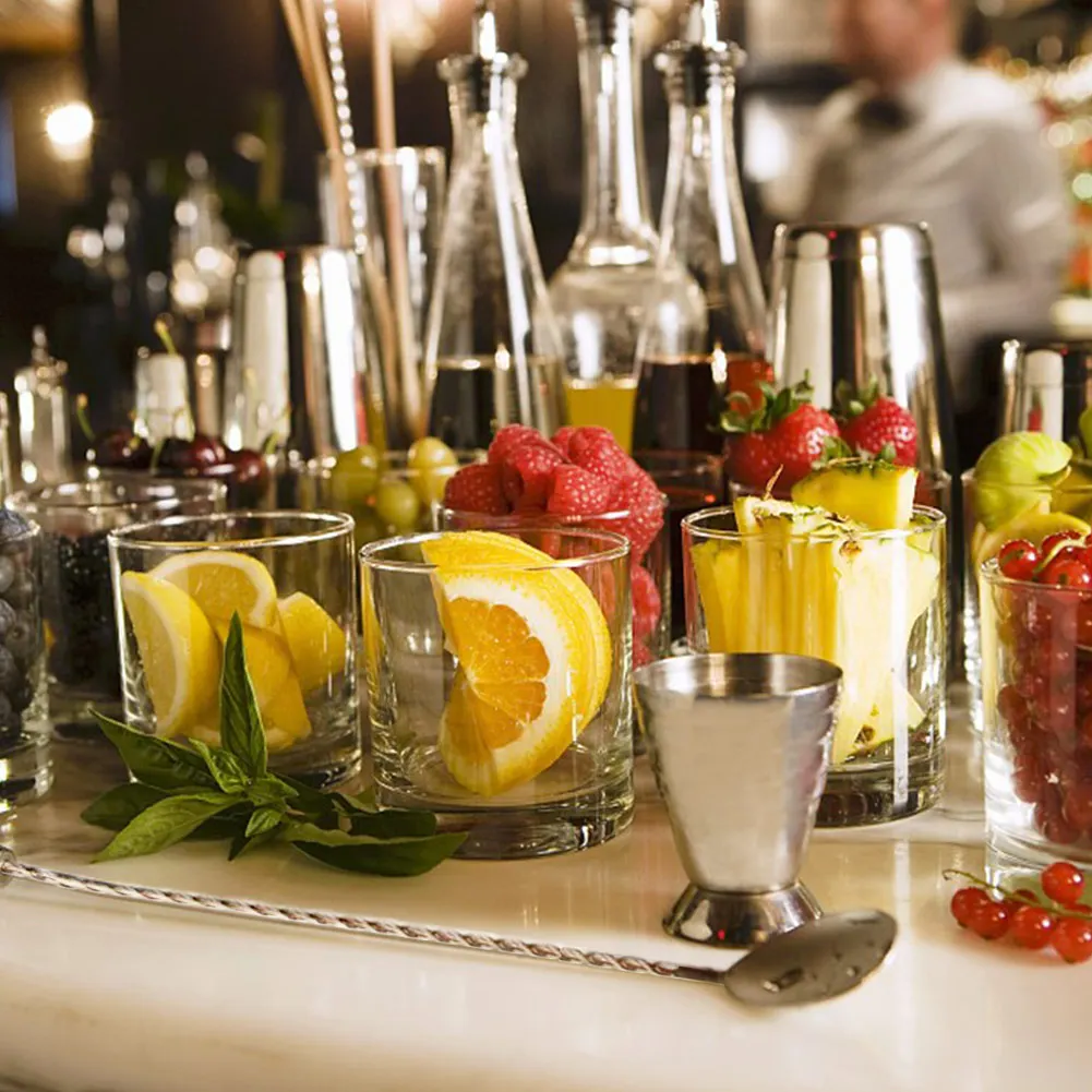 

350/550/750ml Stainless Steel Drink Shaker Cocktail Bartender Tool Set Oval Wooden Stand Base