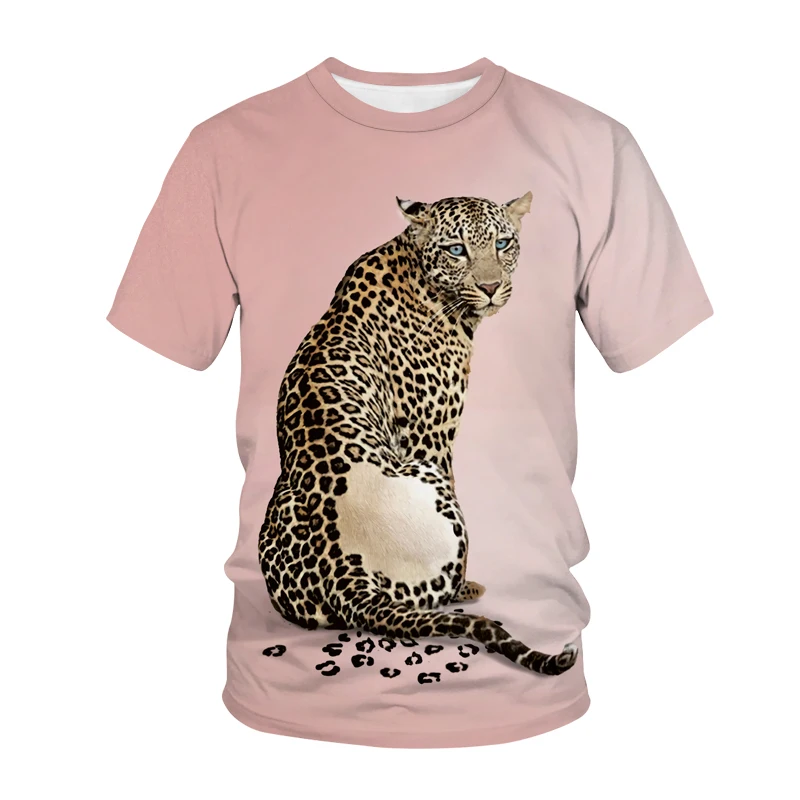 Модные 3D с леопардовым принтом на каждый день в стиле Харадзюку для женщин Летняя