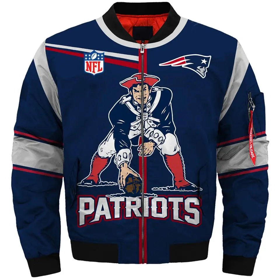 40127 New England Patriots bomber jacket Fashion men's winter coat - Цвет: 40127