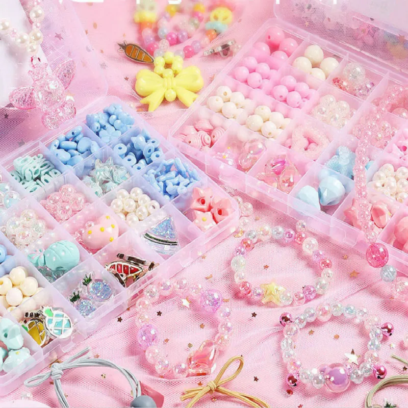 

Children's Beaded Toy DIY Children's Puzzle Wear Beads Girl's Handmade Necklace Bracelet Material Bag