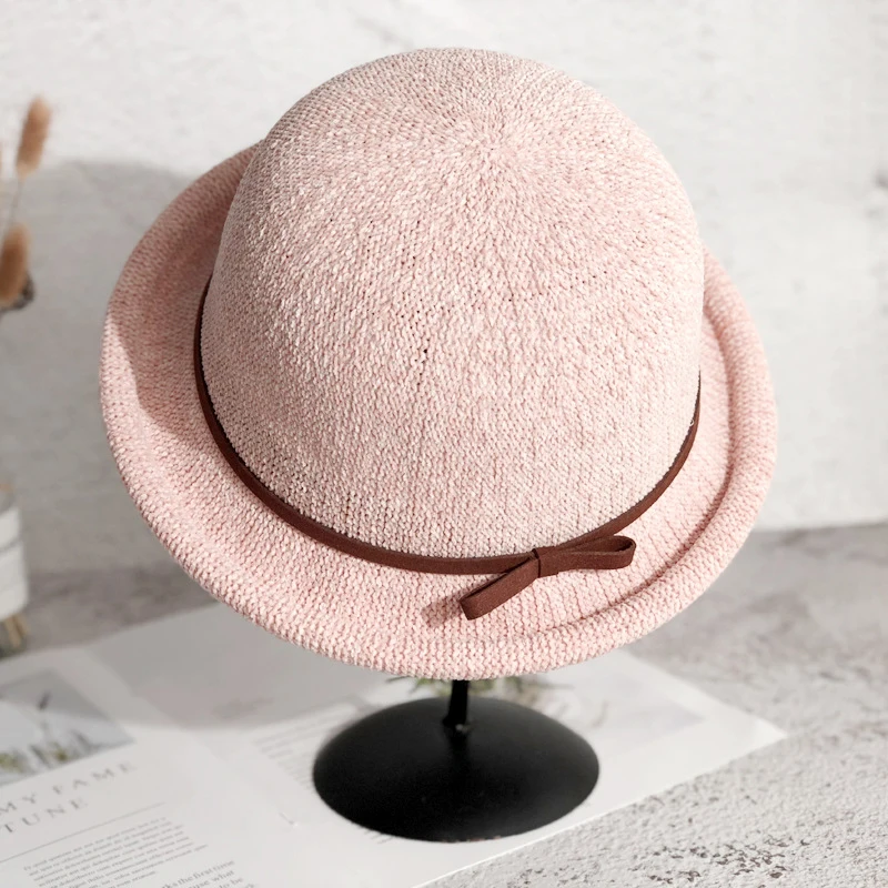 Женская дышащая шляпа с бантом на плоской подошве Пляжная соломенная Панама