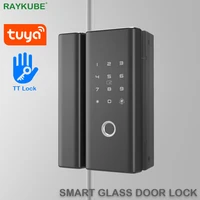 RAYKUBE Fingerprint Glass Door Lock Bluetooth Wifi Support Phone APP Unlock Method For Office Glass And Wooden Door