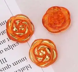 10pcs 10pcs Crystal Buttons Candy Color Gold Edge Clear Rose Flower Acrylic Buttons for Decoration Handmade Craft Sewing Accessories - Цвет: 10pcs