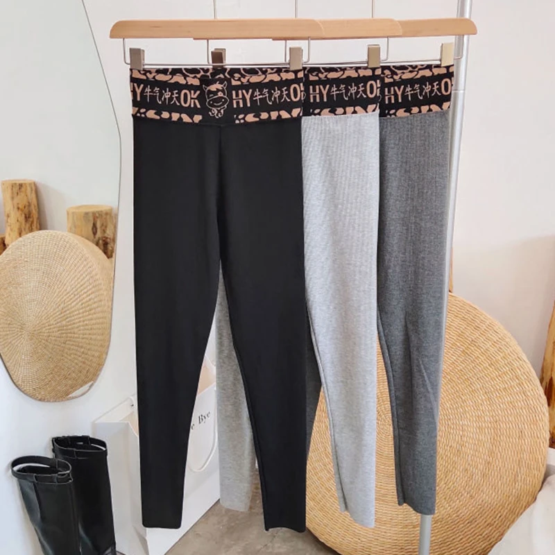 

Women Cotton Blends Thread Vertical Stripe Legging Spliced Ankle Length Bottomed Pants Can Be WearOutside