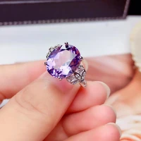 charming big size purple amethyst yellow citrine ring for women jewelry real 925 silver good color natural stone birthday gift
