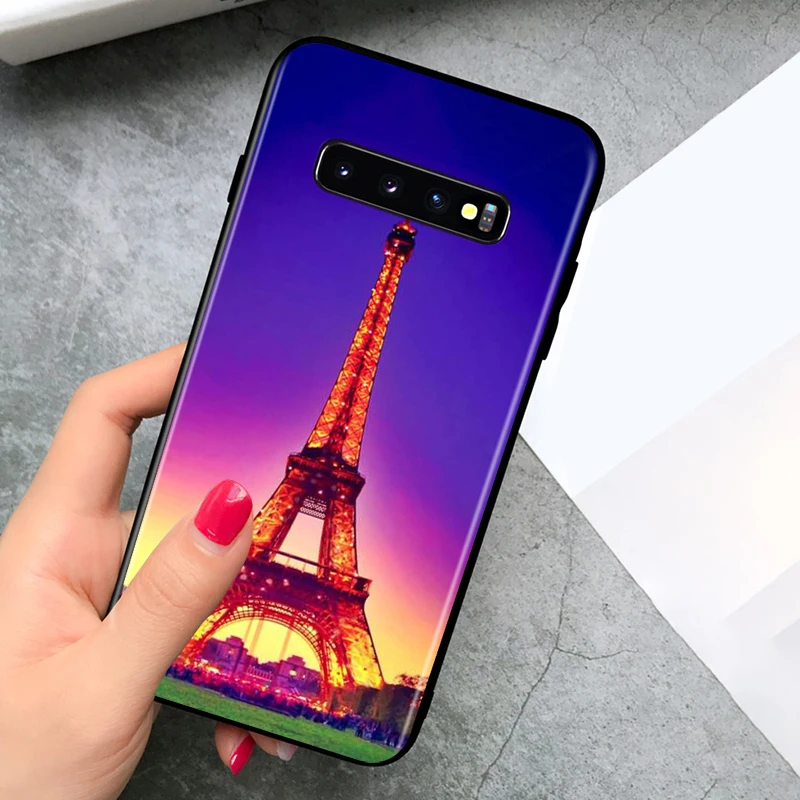 Black TPU Soft Cover Beautiful Eiffel tower for Samsung Galaxy S20 Ultra S10 S10e FE 5G S9 S8 S7 S6 Edge Plus Lite Phone Case