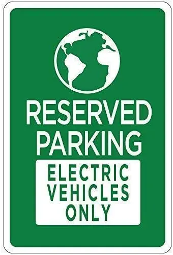 

Crysss Warning Sign Reserved Parking Electric Vehicles Only W Symbol Road Sign Business Sign 8X12 Inches Aluminum Metal Sign