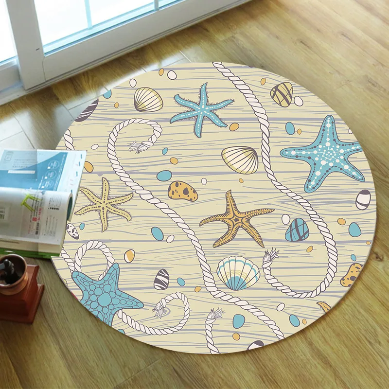 

Starfish Shell Carpet Square Anti-Skid Area Floor Mat 3D Rug Non-slip Mat Dining Room Living Room Soft Bedroom Carpet 04