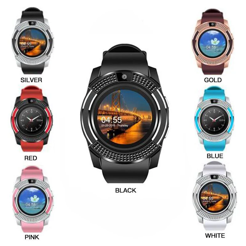 

V8 Smart Men's Bluetooth Sports Watch Ladies Smart Watch, with Camera Sim card slot, suitable Support TF SIM Card Bracelet