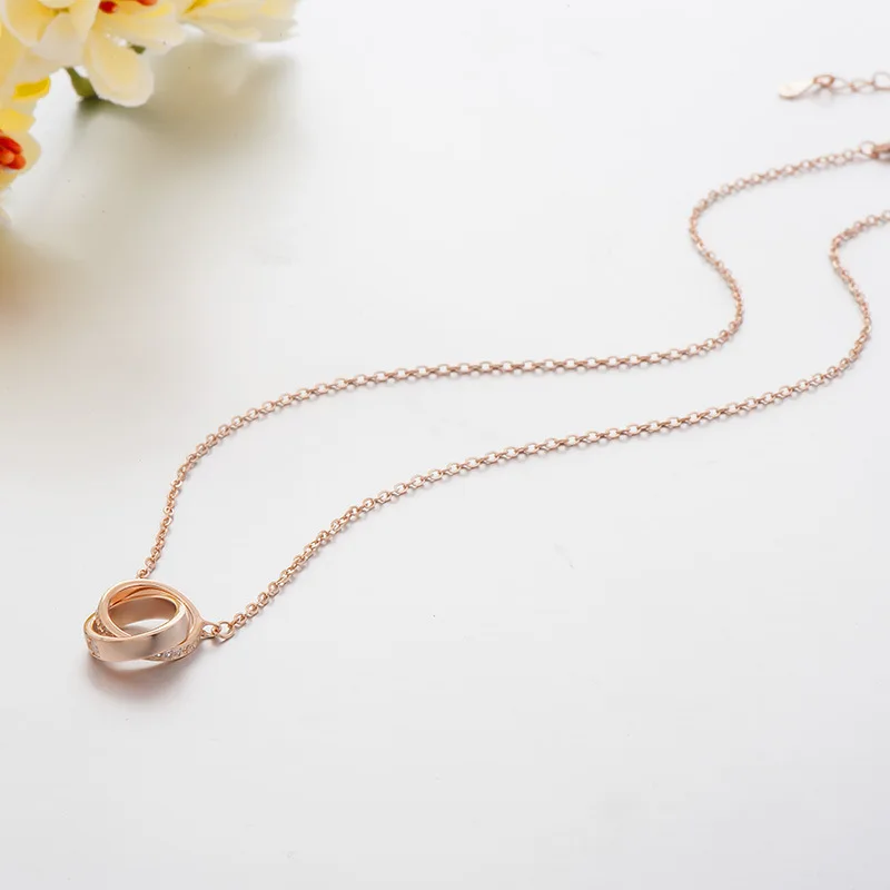 

MC07 Fashion 925 Sterling Silver Round Ring Style Pendant Necklace Women Wedding Engagement Jewelry with Box