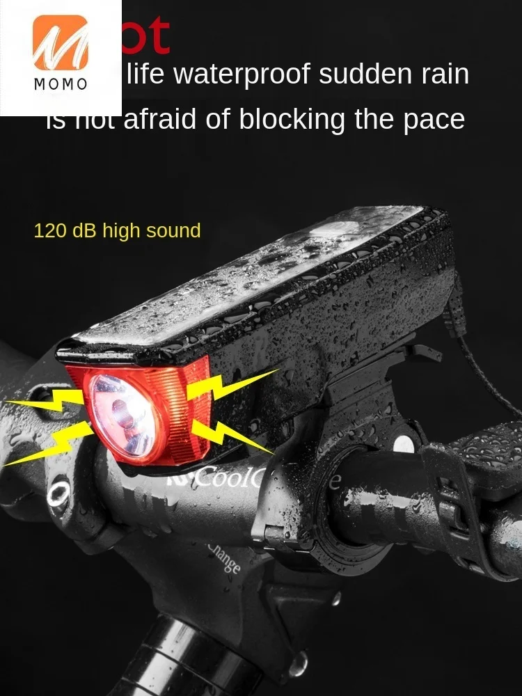 

Bicycle Light Headlight Power Torch Solar Charging Horn Night Riding Light Mountain Bicycle Fitting Equipment