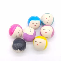 10pcs 25mm cute smiley face baby head wooden beads multiple colors for jewelry making diy accessories furniture accessories