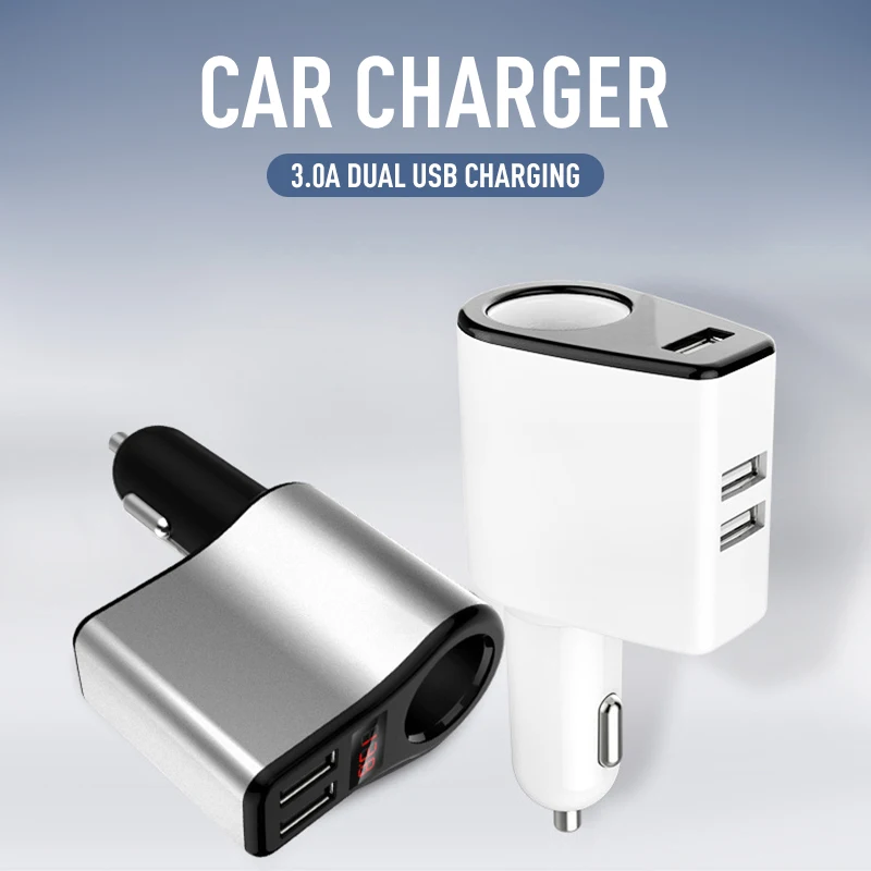 Автомобильный Зарядное устройство прикуриватель двойной Usb кабель для зарядки