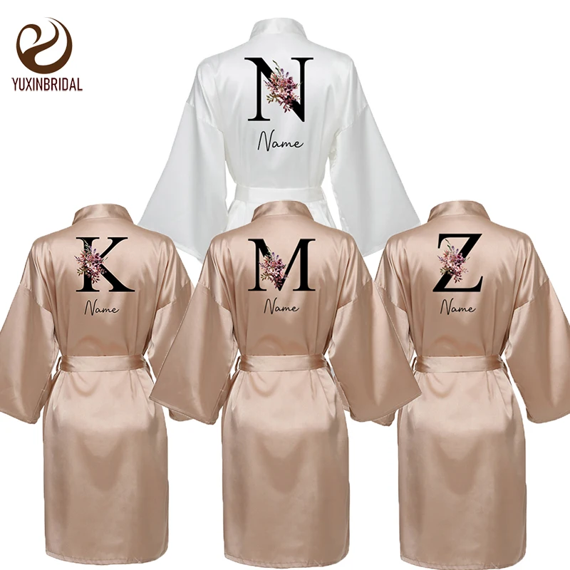 

Personalised Names Satin Silk Bride Robe Wedding Robe for Women Robe Wedding Bride Robe Bridesmaid Night Robe Rose Gold